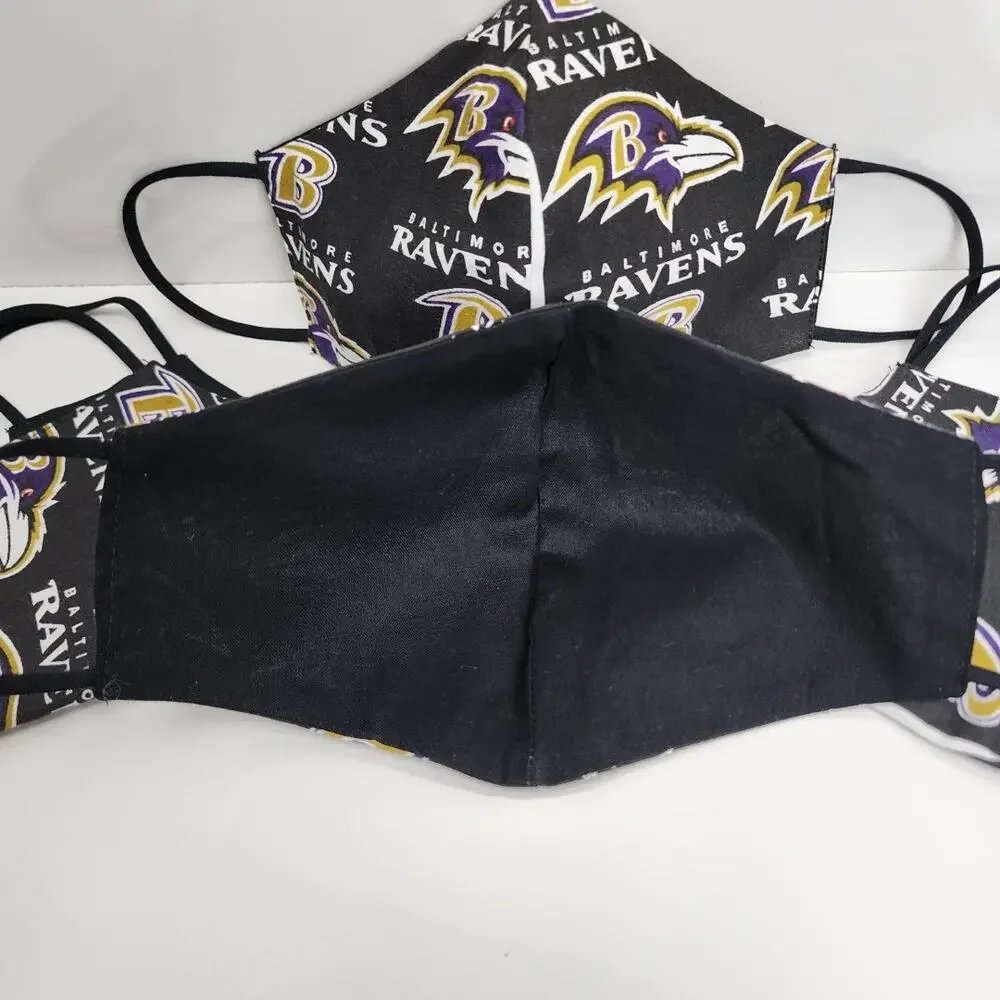 NFL Baltimore Ravens Logo Face Mask Black, Gold, Purple & White Large Size 4 Pk